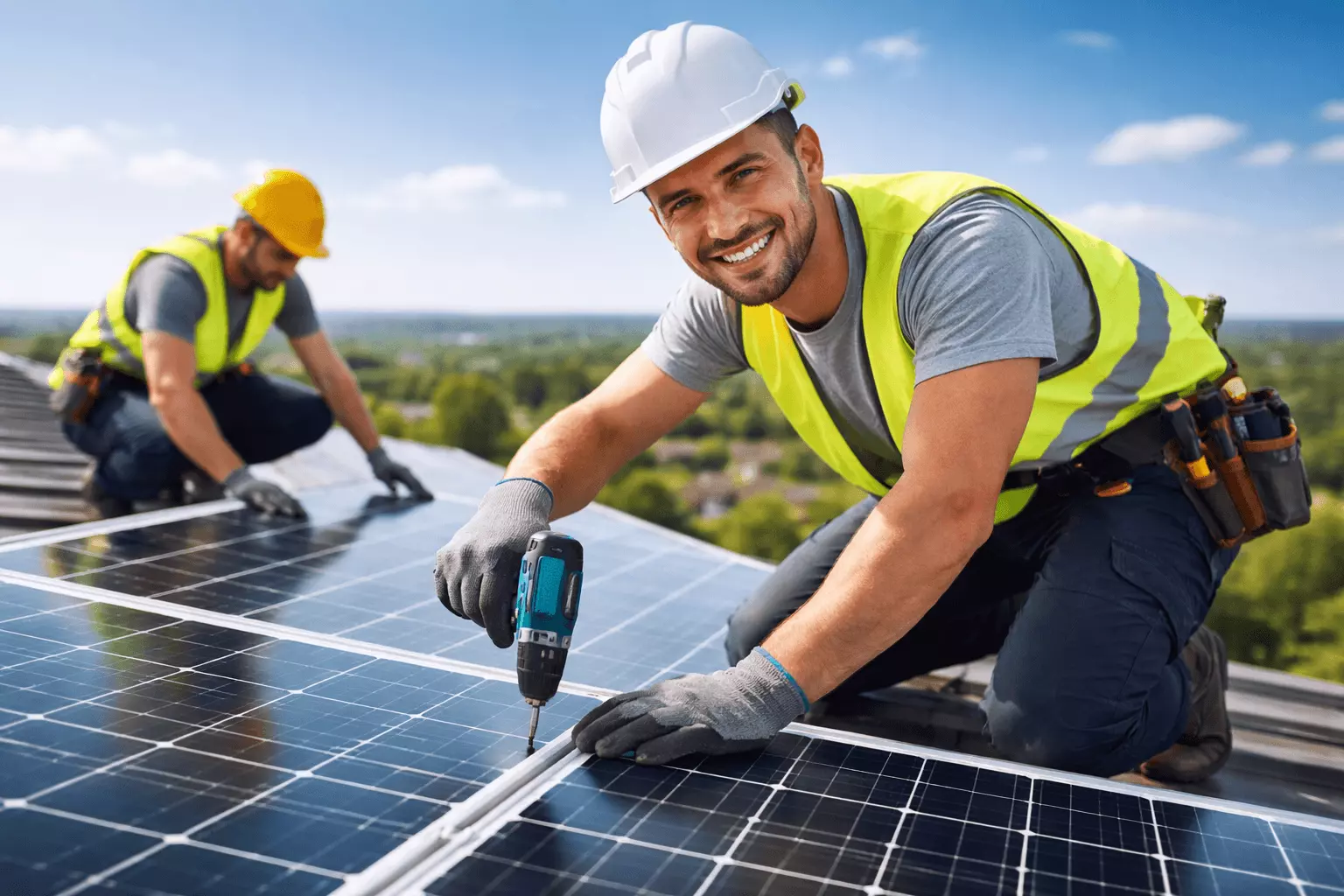 Montage von Solarpanelen